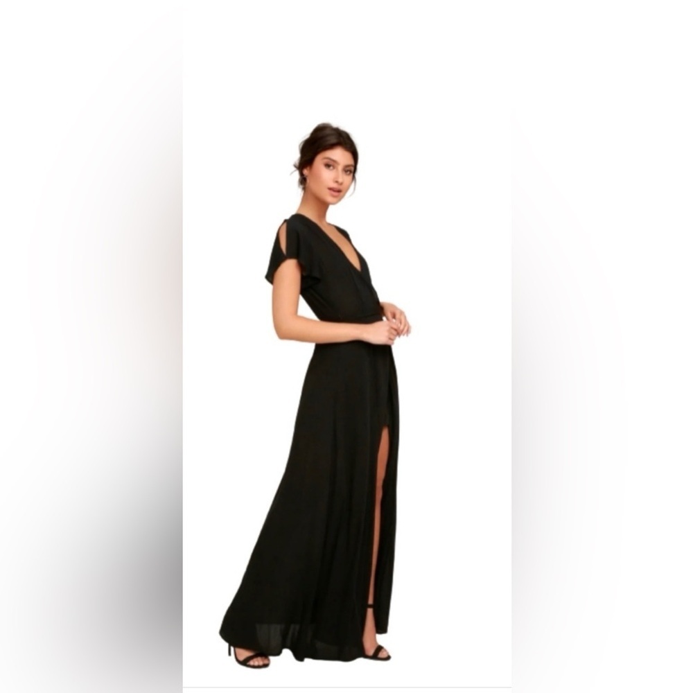 Lulu's NWT Heart of Marigold black wrap maxi dress - Picture 3 of 10